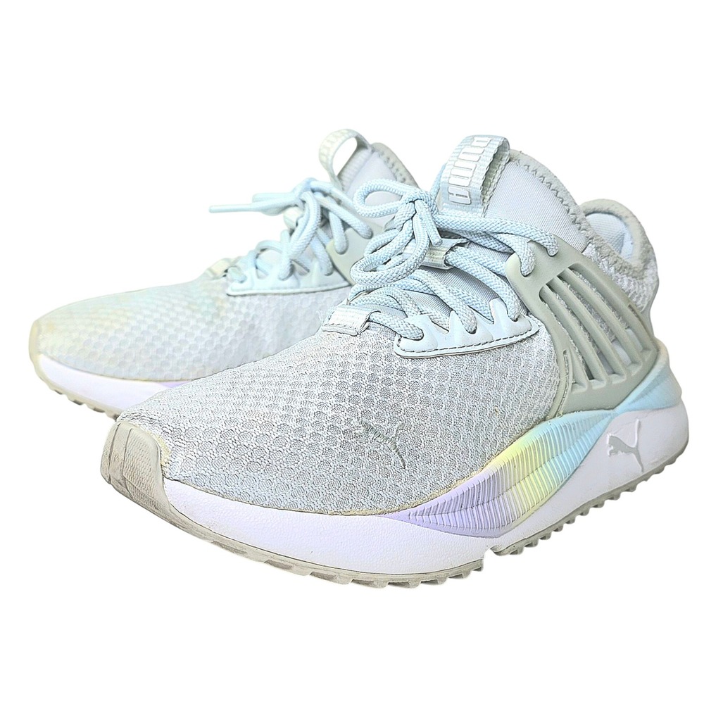 Puma Womens Pacer Future Rainbow Sneakers Grey White Pastel 382723-01 Size 6